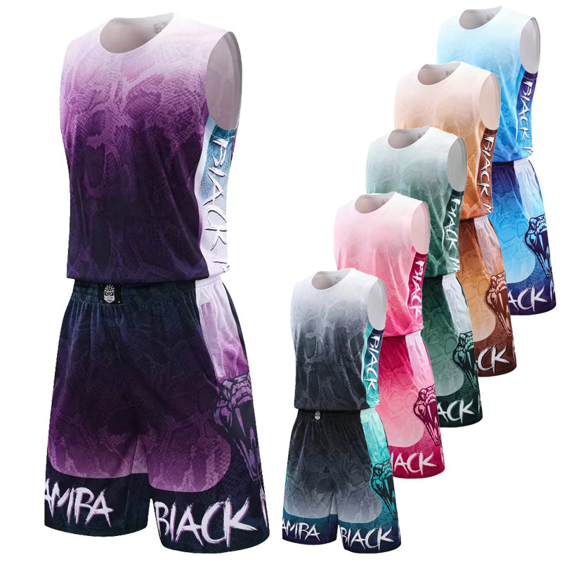 Basketball uniform suit men's competition uniform gradient vest training uniform college students children's competition sports jersey