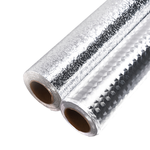 Kitchen sticker oil and water proof cabinet stove top moisture proof high temperature resistant wallpaper self adhesive thick tin foil aluminum foil wholesale