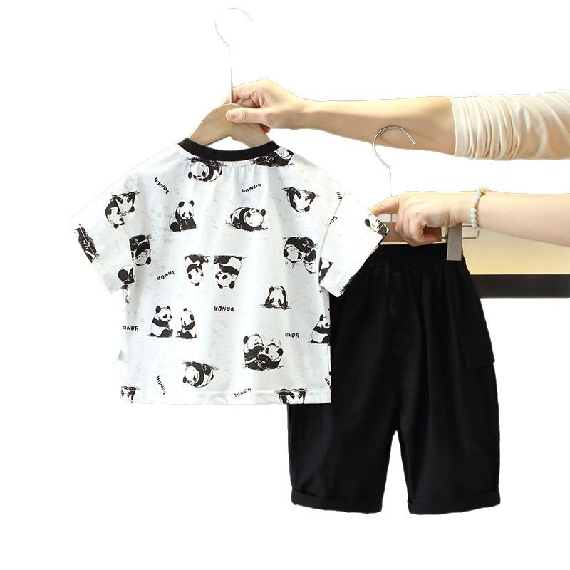 7860 traje de verano para niños 2025 nuevo estilo para niños de manga corta de dos piezas ropa de moda de verano para bebés