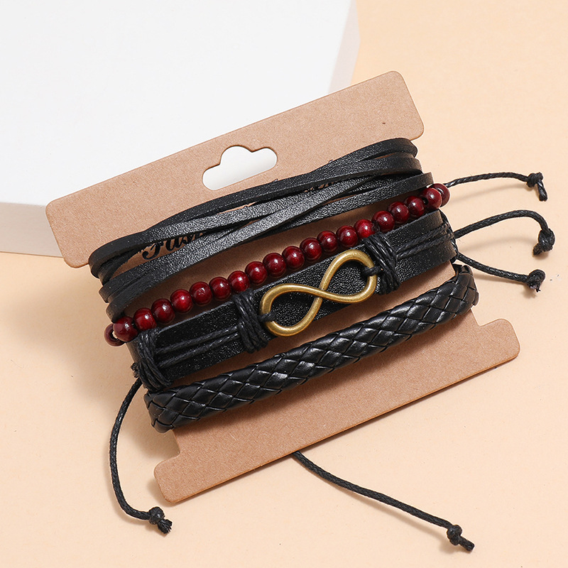 retro woven leather bracelet set