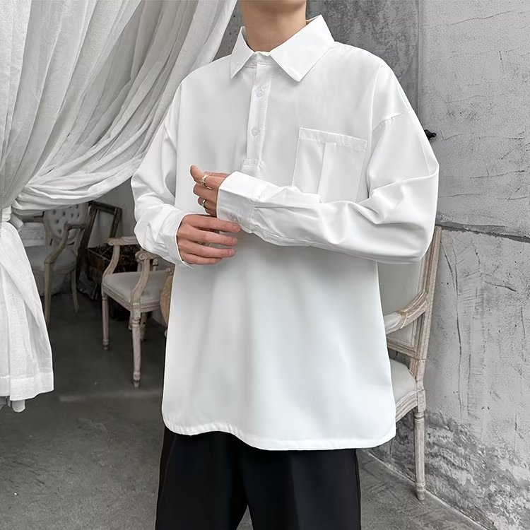 Nuevo 2024 polos de tres colores para hombres, tendencia suelta, camiseta de manga larga de todo fósforo, top de primavera para niños