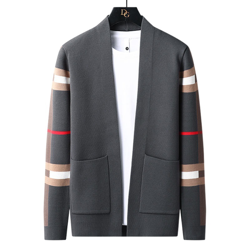 Otoño nueva moda marca moda hombres cardigan de manga larga versátil guapo suéter exterior chaqueta de punto al por mayor ajuste delgado