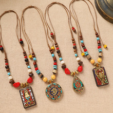 新中式民族风项链尼泊尔唐卡牌吊坠藏式复古异域小众长款毛衣链女