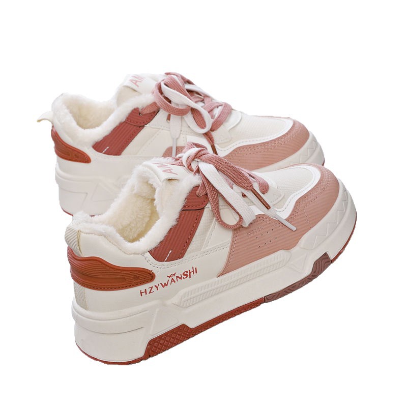 Calentamiento del campus de viento pequeño zapatos blancos zapatos de algodón de mujer 2025 nuevos zapatos de mujer de invierno zapatos de skateboard casuales