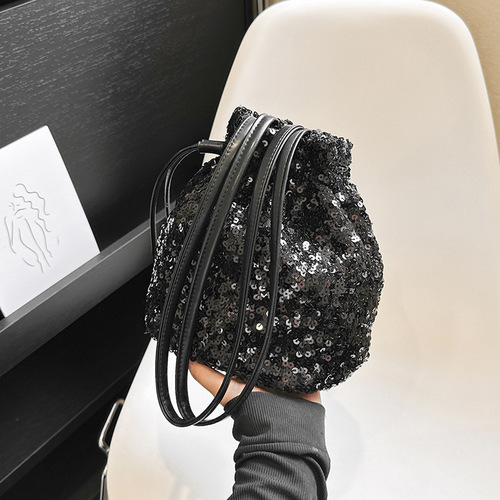 Women's Korean Version Shoulder Bag with Detachable Strap, Bucket Bag, Drawstring Gift Bag,  New Fashion Women's Bag