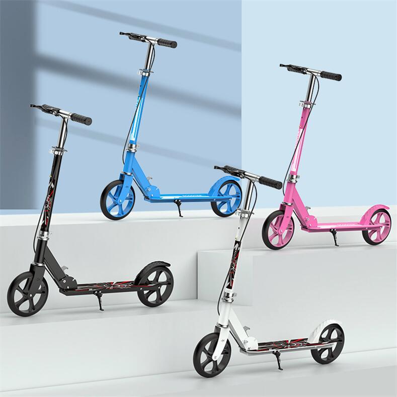 Nuevo scooter infantil resistente, scooter urbano plegable de dos ruedas grandes para jóvenes, con freno de mano para adultos.