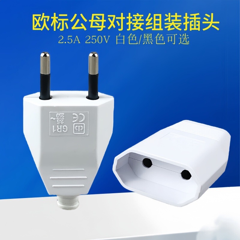 European-style detachable plug French standard German standard Russian and Korean two-core plug 2.5A European standard two-round feet