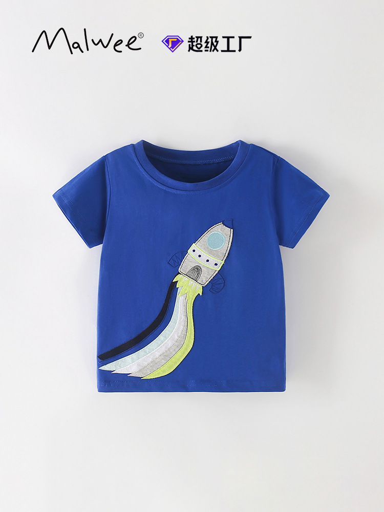 Camiseta transfronteriza malwee para niños verano nuevo estilo europeo y americano de niños de cuello redondo de manga corta chaqueta casual para niños