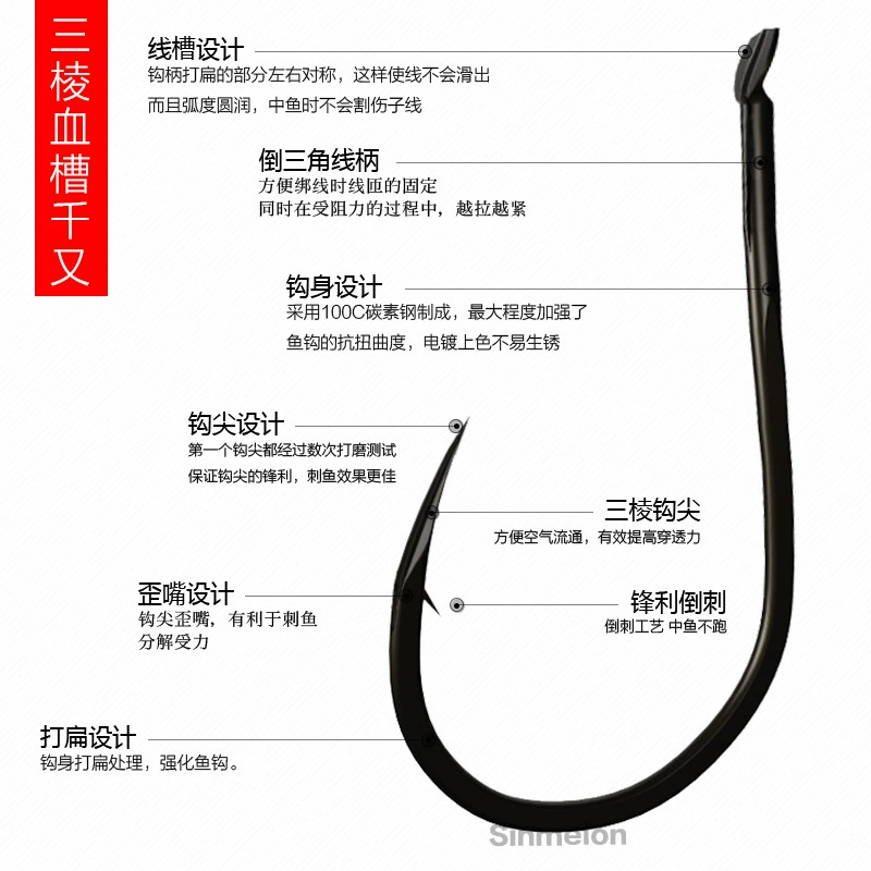 Japan imported thousands of fish hooks with piercing black three -edges and thousands of blood groove fish hooks bulk carp hook suits crooked mouth