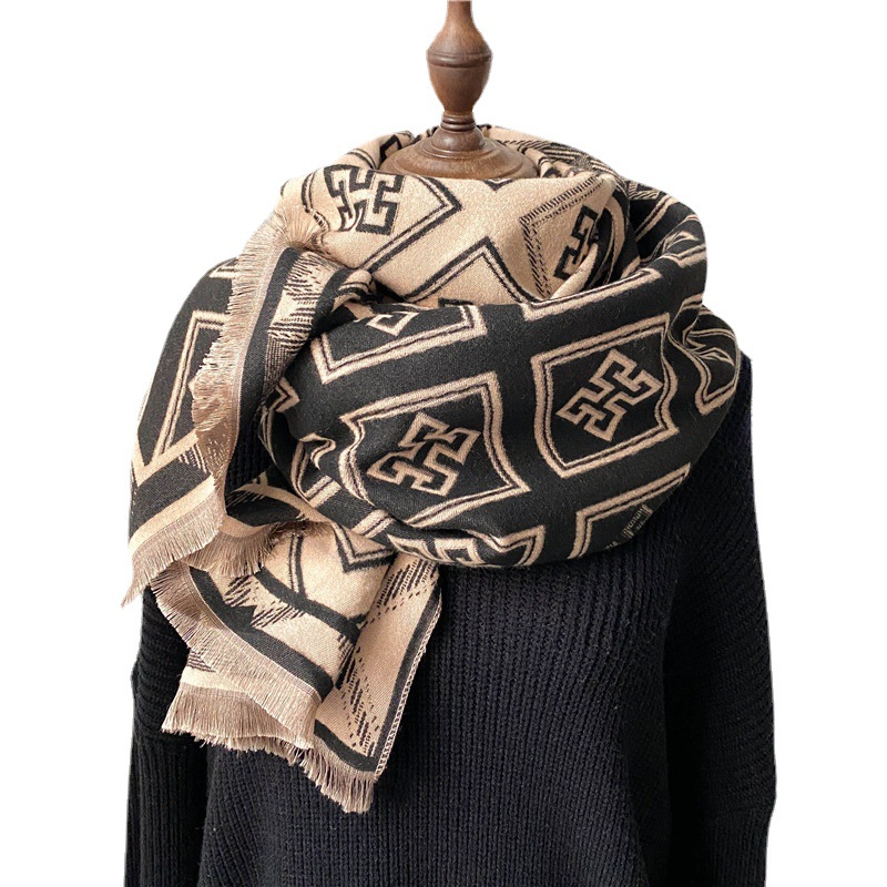 Japanese style simple cashmere scarf Korean style western style all-match warm shawl thickened short tassel scarf one-piece delivery