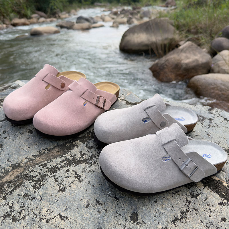 Cross-Border Purchasing of Bk1:1 Replica Birkenstock Shoes, Closed-Toe Slippers, Thick-Soled Genuine Leather Rubber Slip-Ons, Half-Covered Birkenstock Style