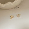 Small sophisticated zirconium, design universal earrings, flowered, simple and elegant design