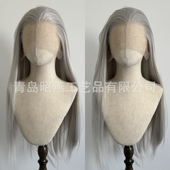 敖光cos银灰三尖前蕾丝假发美人尖手勾整顶假发头套古风古装汉服