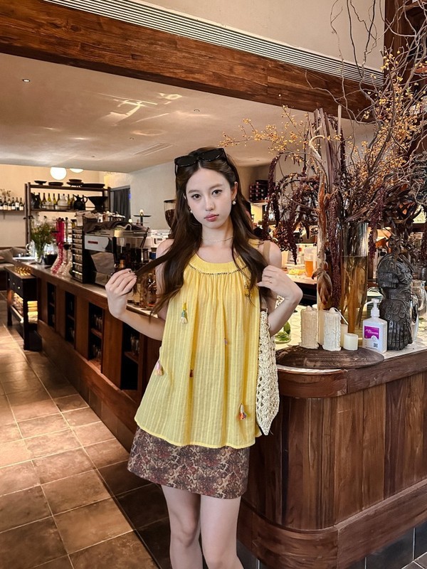 DIGM南法度假风流苏条纹串珠圆领背心2025春夏宽松小衫女A60520|undefined