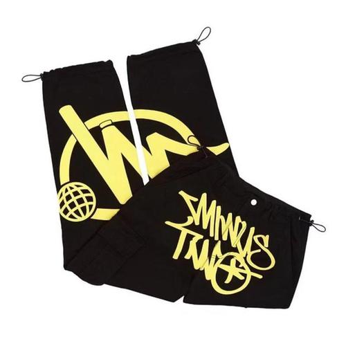 2025 High Street American Work Pants Street Pocket High-Waisted Planet Pants Straight Leg Printed Hip-Hop