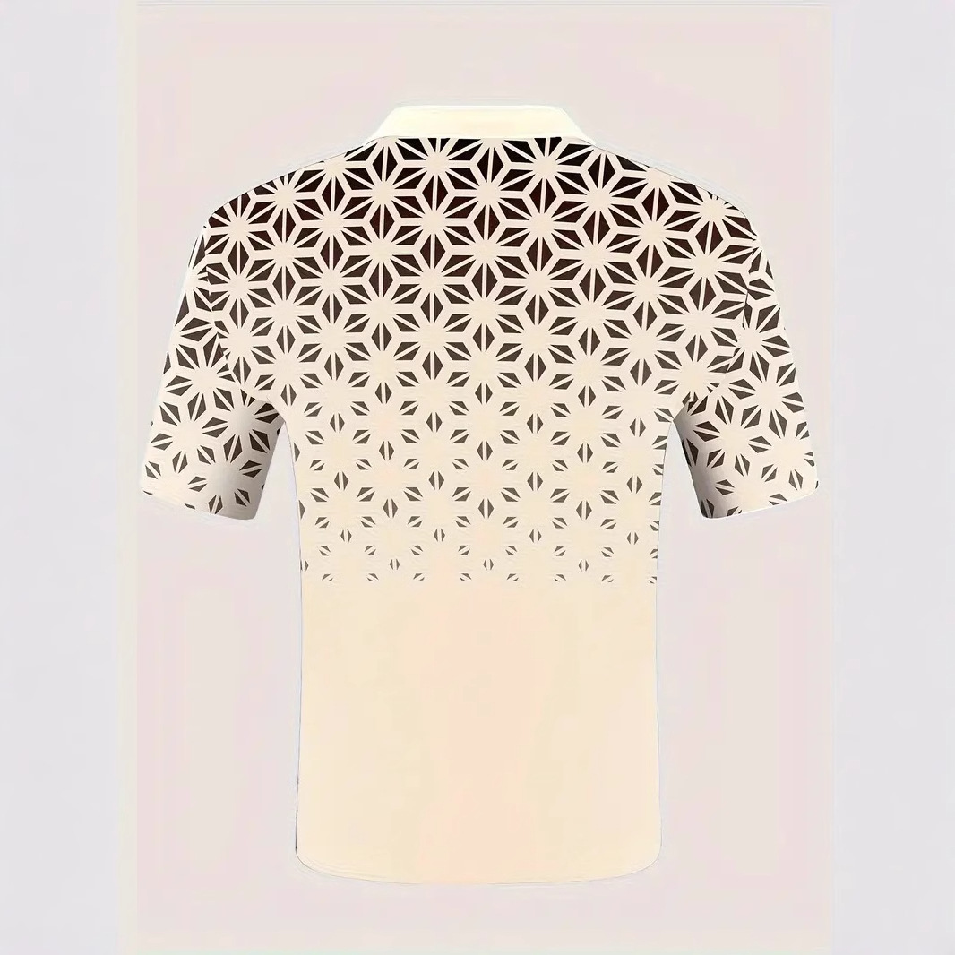 Camisa POLO con cremallera suelta transpirable de malla de negocios de la calle de verano para hombres, impresión digital 3D geométrica simple