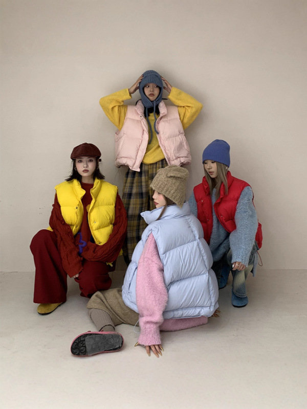 糖果色羽绒棉服马甲女2025年新款立领加厚宽松短款背心外套潮|undefined
