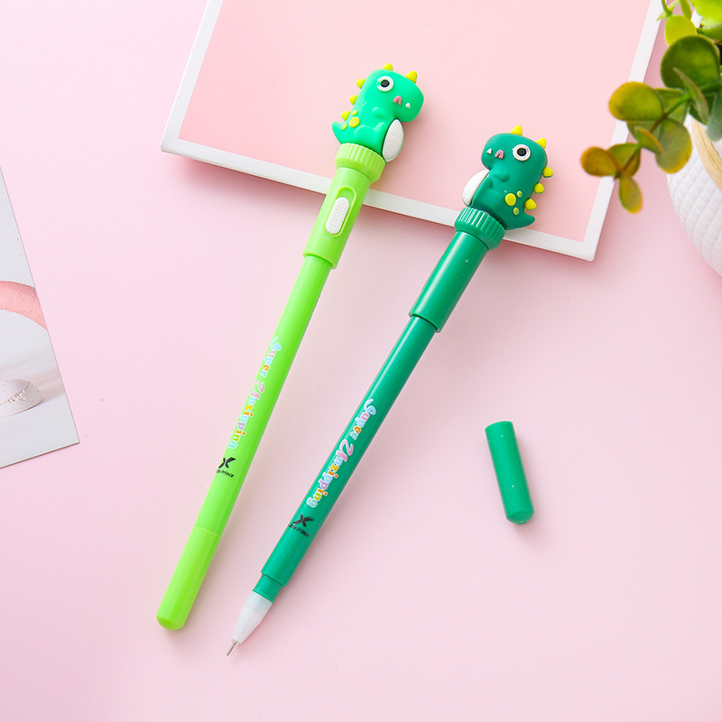 Bolígrafo de góner de dinosaurio con luz, papelería creativa, descompresión para estudiantes, bolígrafo giratorio, herramienta de escritura, bolígrafo de agua, bolígrafo de oficina, bolígrafo de firma
