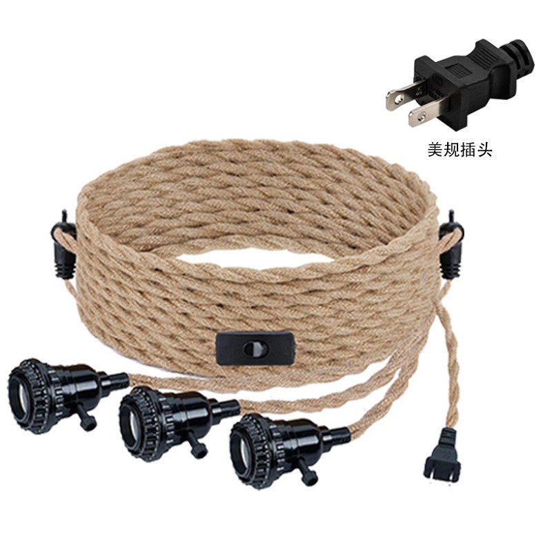 Cable de araña tejido de cuerda de cáñamo retro transfronterizo estándar europeo estándar europeo de un solo cabezal de cuerda de cáñamo de tres cabezales interruptor de araña