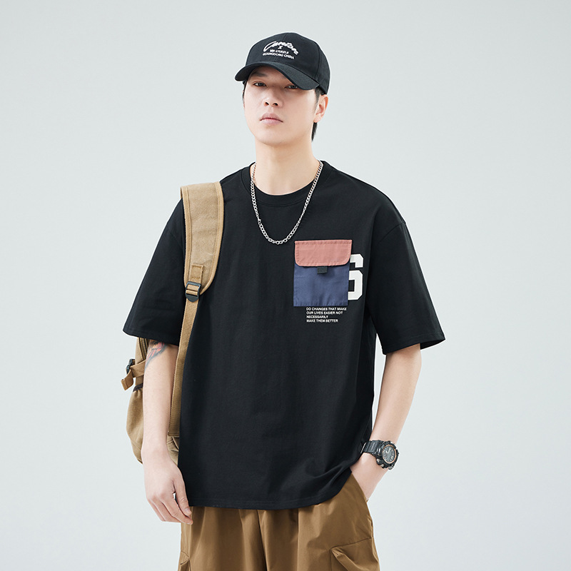 Camiseta de hombre Danbaoni, verano 2025, nueva, estilo japonés, marca de moda, estampado de letras, camiseta holgada