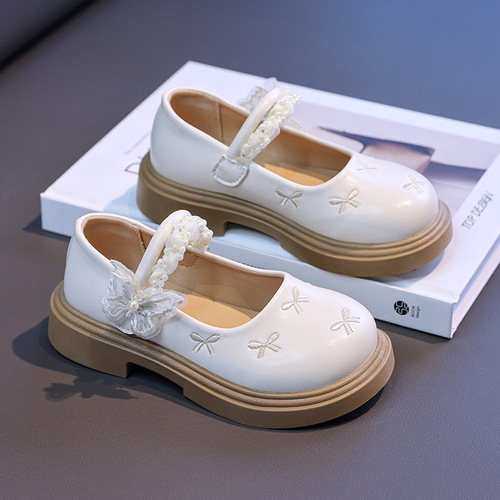 Children's Leather Shoes Spring and Autumn New Kids' Slip-On Shoes British Style Soft Sole Princess Shoes and Bubble Casual Performance Shoes