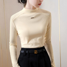 半高领德绒打底衫女2025秋冬新款气质纯色长袖T恤保暖内搭上衣
