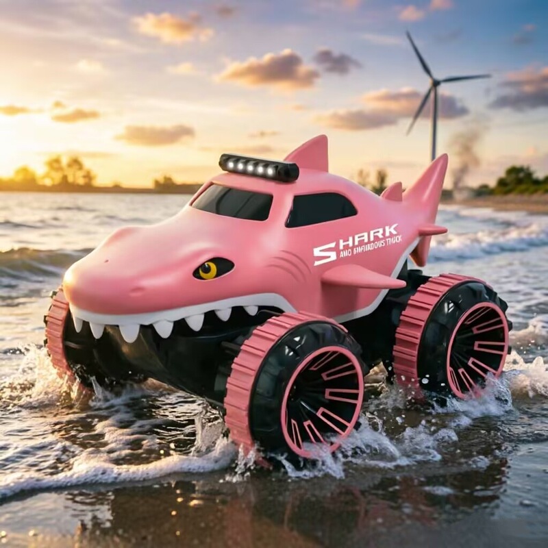 Cross-Border Hot-Selling 2.4g Remote Control Shark Simulation Four-Wheel Drive Amphibious Vehicle USB Charging Children's Water Toy Car Cross-Border Hot-Selling 2.4g Remote Control Shark Simulation Four-Wheel Drive Amphibious Vehicle USB Charging Children's Water Toy Car