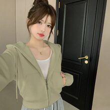 早春即墨短款卫衣外套女春秋新款爆款上衣小个子连帽拉链开衫