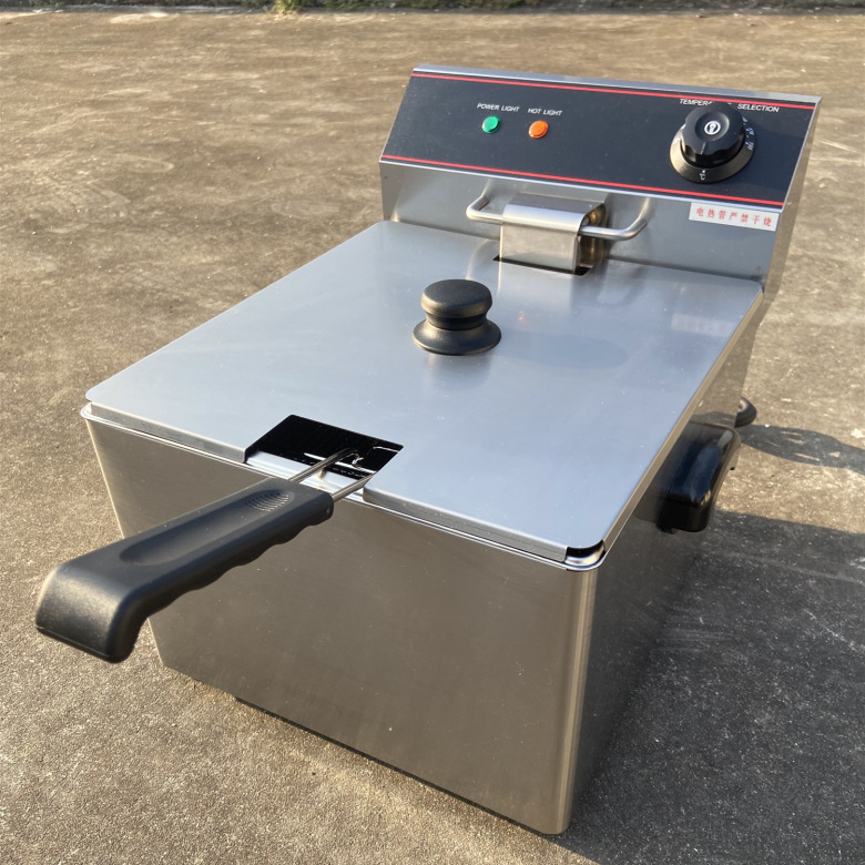 Freidora eléctrica de 11 litros de un solo cilindro comercial de doble cilindro con control automático de temperatura freidora de gran capacidad freidora de pollo y papas fritas