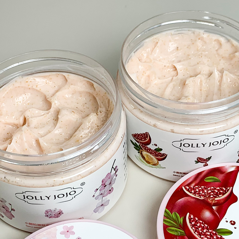 JOLLY JOJO Pomegranate Cherry Blossom Body Scrub removes chicken skin, rejuvenates the whole body, exfoliates, and is a skin care product undefined
