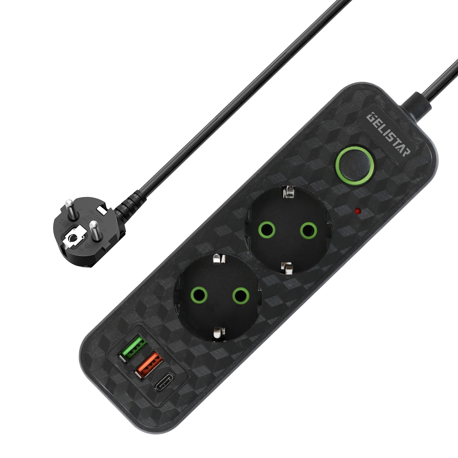 热销俄罗斯插座带USBTypeC开关跨境欧规欧孔排插插线板