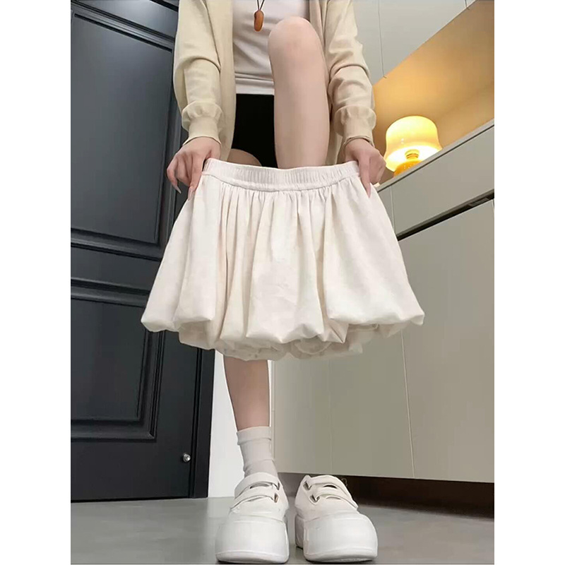 蓝色糯米花苞短裙女秋季2025高腰a字小个子防走光蓬蓬半身百褶裙|undefined