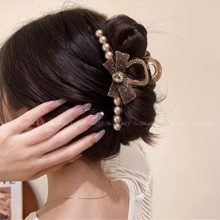 13cm 샴페인 진주 리본