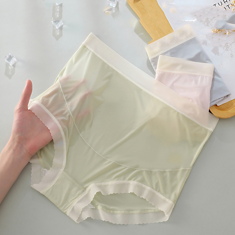Manufacturer Wholesale Summer Thin Maternity High-Waist Underwear Ice Silk Seamless Breathable Belly Support Large Size Underwear during Pregnancy
