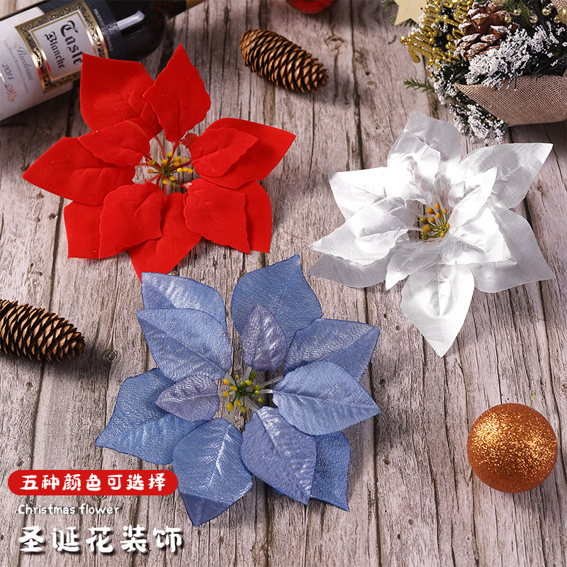 Al por mayor y al por menor Flor de Navidad artificial 22cm gran árbol de Navidad flor decorativa Comercio exterior transfronterizo caliente accesorios de Navidad