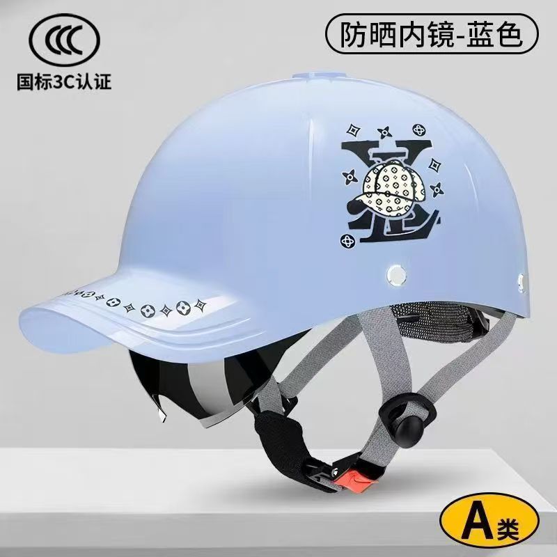 Suitable for Electric Vehicle and Motorcycle Helmet Certification, Winter and Summer Dual-Mirror Half Helmet, Riding Protective Safety Helmet