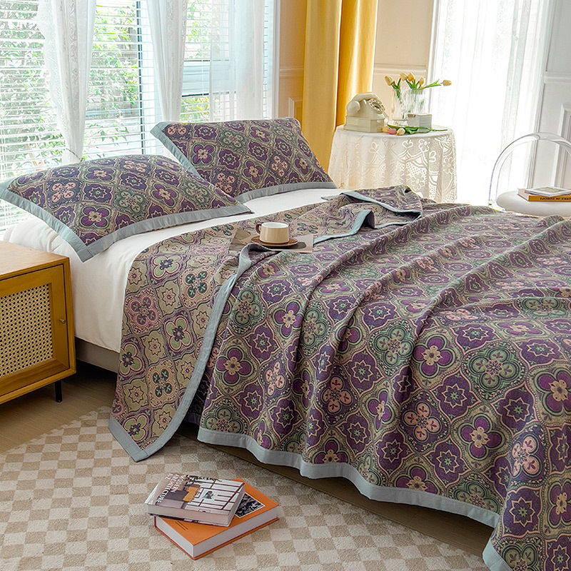 WBZ7A type three-layer gauze towel quilt blanket summer pure cotton gauze blanket sofa lunch break thickened sheets