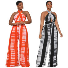 8629欧美女装连体裤女夏拖地裤2022新款休闲阔腿连衣裤夏季长裤