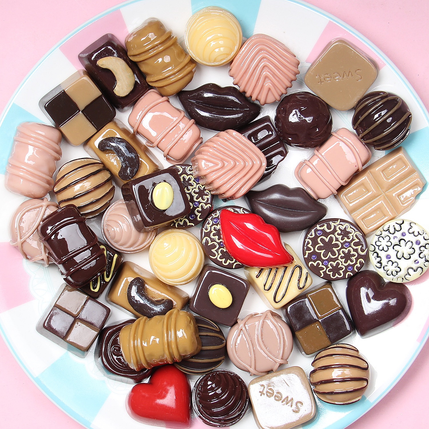 Resina color del arco iris suerte bolsa donut comida mixta y jugar suerte bolsa DIY horquilla tocado de los Niños Accesorios crema pegamento