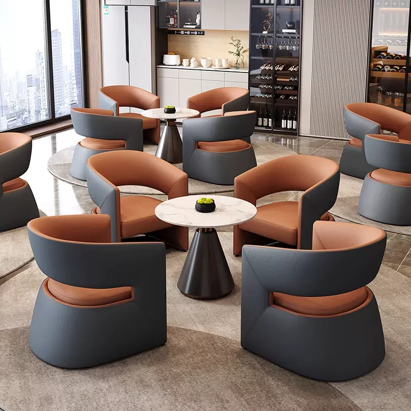 北欧轻奢洽谈沙发桌椅组合办公室休息区卡座沙发咖啡厅单人沙发椅