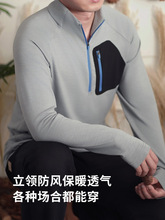 美利奴羊毛衣保暖透气美丽诺徒步运动口袋男士半拉链长袖户外休闲
