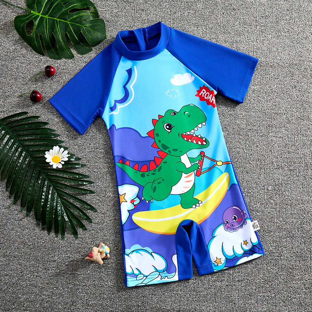 Children's Swimwear Boys 2025 Summer New One-piece Sunscreen Small and Medium-sized Children and Boys Seaside Cartoon Swimwear Equipment