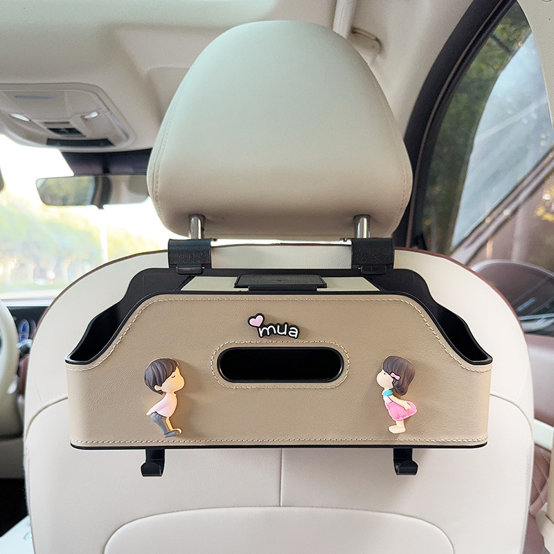 Multi-function Storage Box Car – Qìchē Car storage bag/box - beige-couple-multi-function-seat-back-storage-box