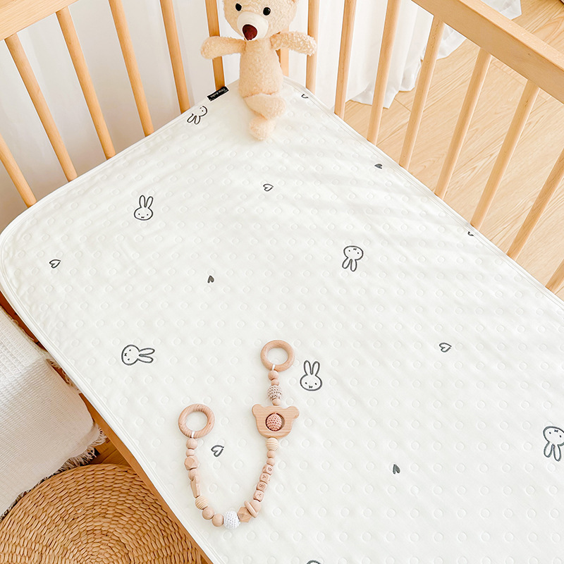 Six layers of gauze [sheet]-embroidered love rabbit