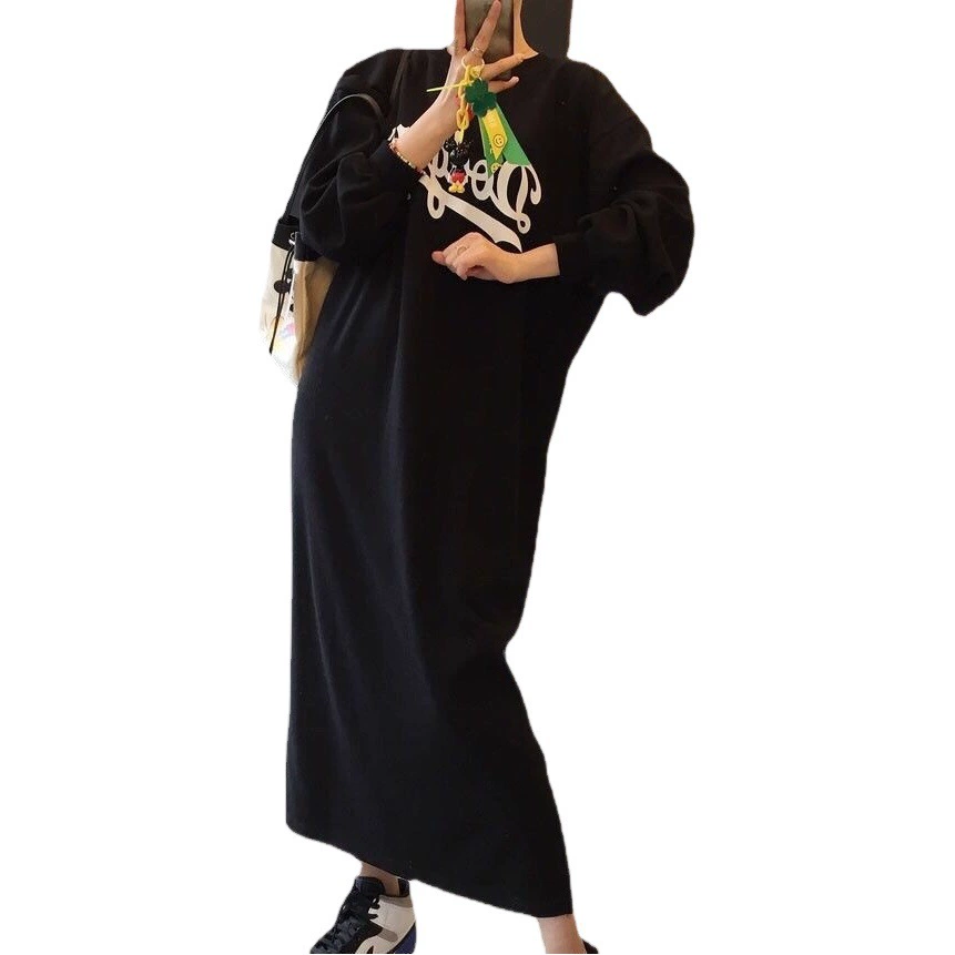 Осенне-Зимний дизайнерский свитер с буквенным принтом, юбка с боковым карманом, ленивое стильное платье, женское повседневное универсальное, свободное модное