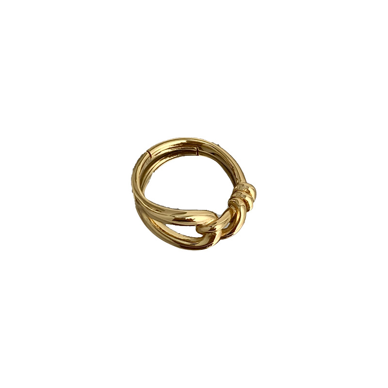 Korean-style Geometric Knot Ring For Women Elegant Open Copper Ring_voghion.com