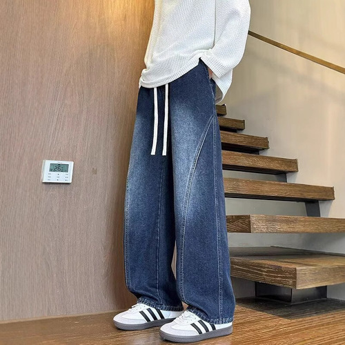American Retro Denim Straight-Leg Loose Wide Leg Casual Long Pants for Men - Spring and Autumn New Style