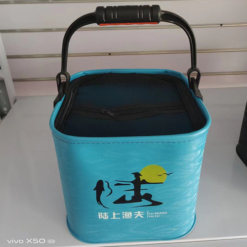 Collapsible Portable Water Bucket with EVA Strap Live Fish Bucket Thick Bottom Portable Fishing Bucket Fishing Gear Wholesale