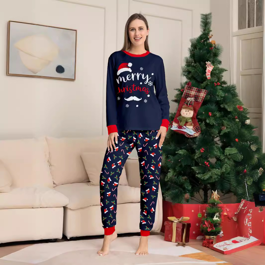 Christmas hat white beard American holiday party wear print parent child wear_voghion.com