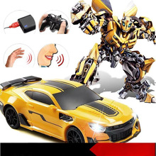 遥控语音手势感应变形金刚汽车大黄蜂机器人儿童生日礼物玩具车车